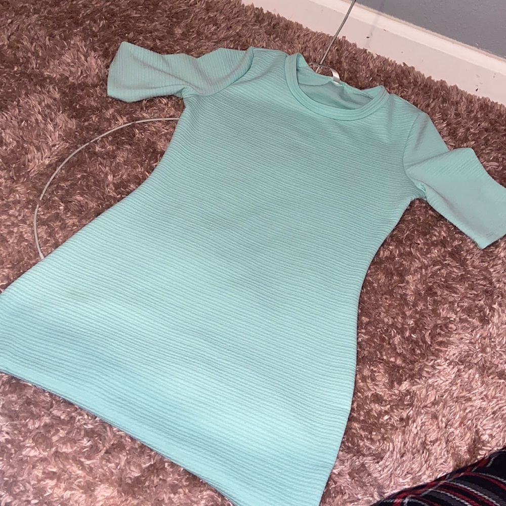 Mint Green Ribbed Mini Dress